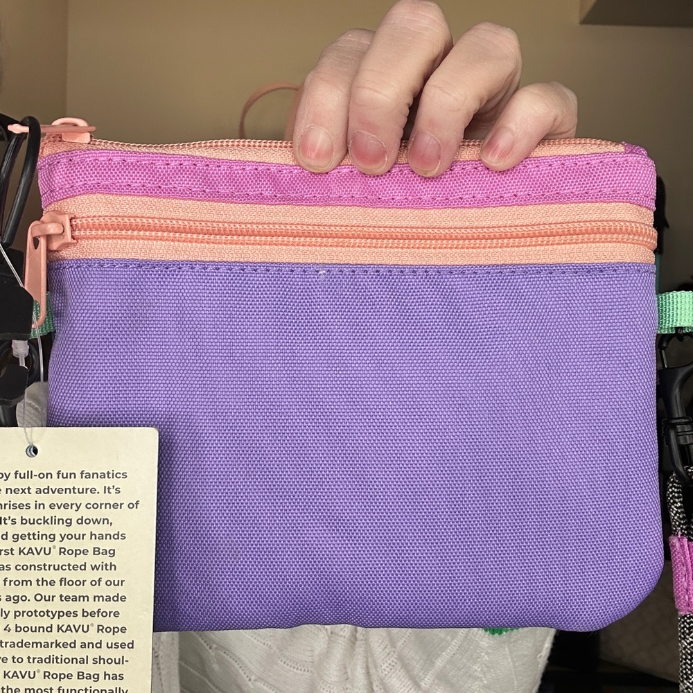 KAVU Renrose Crossbody Pouch Gem Crush Pastel Rope Bag Accessory NWT - Picture 2 of 5